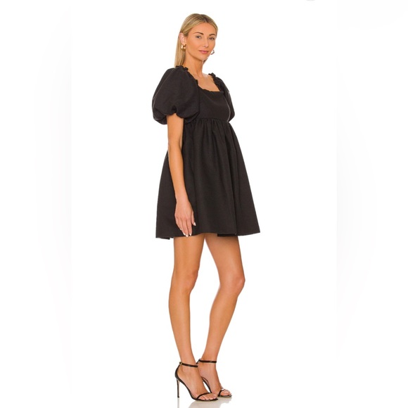 Line & Dot ~ Evelyn Puff Sleeve Mini Dress in Black - Picture 2 of 4